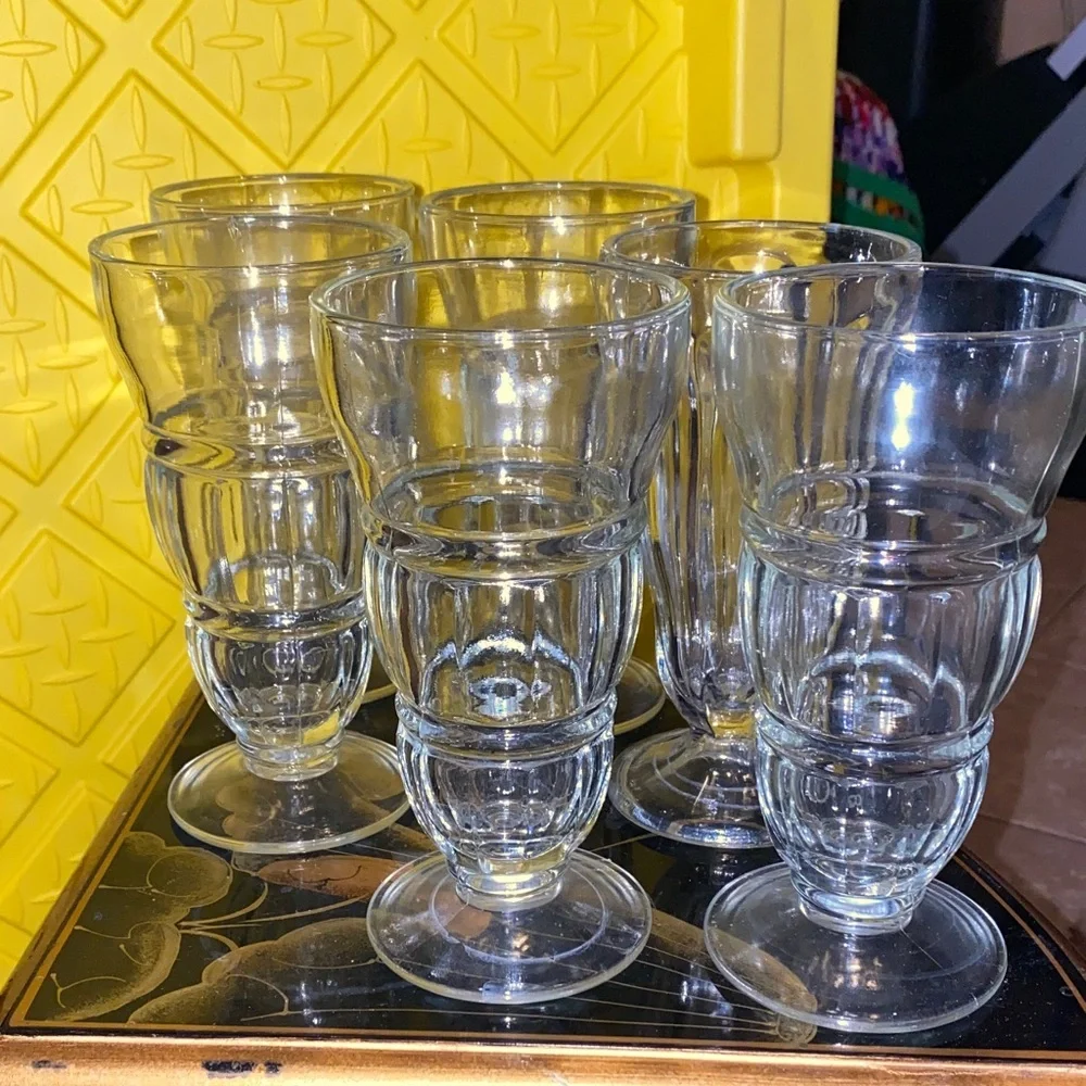 Vintage Large Clear Ice Cream Soda Goblet Set of 6 Box28